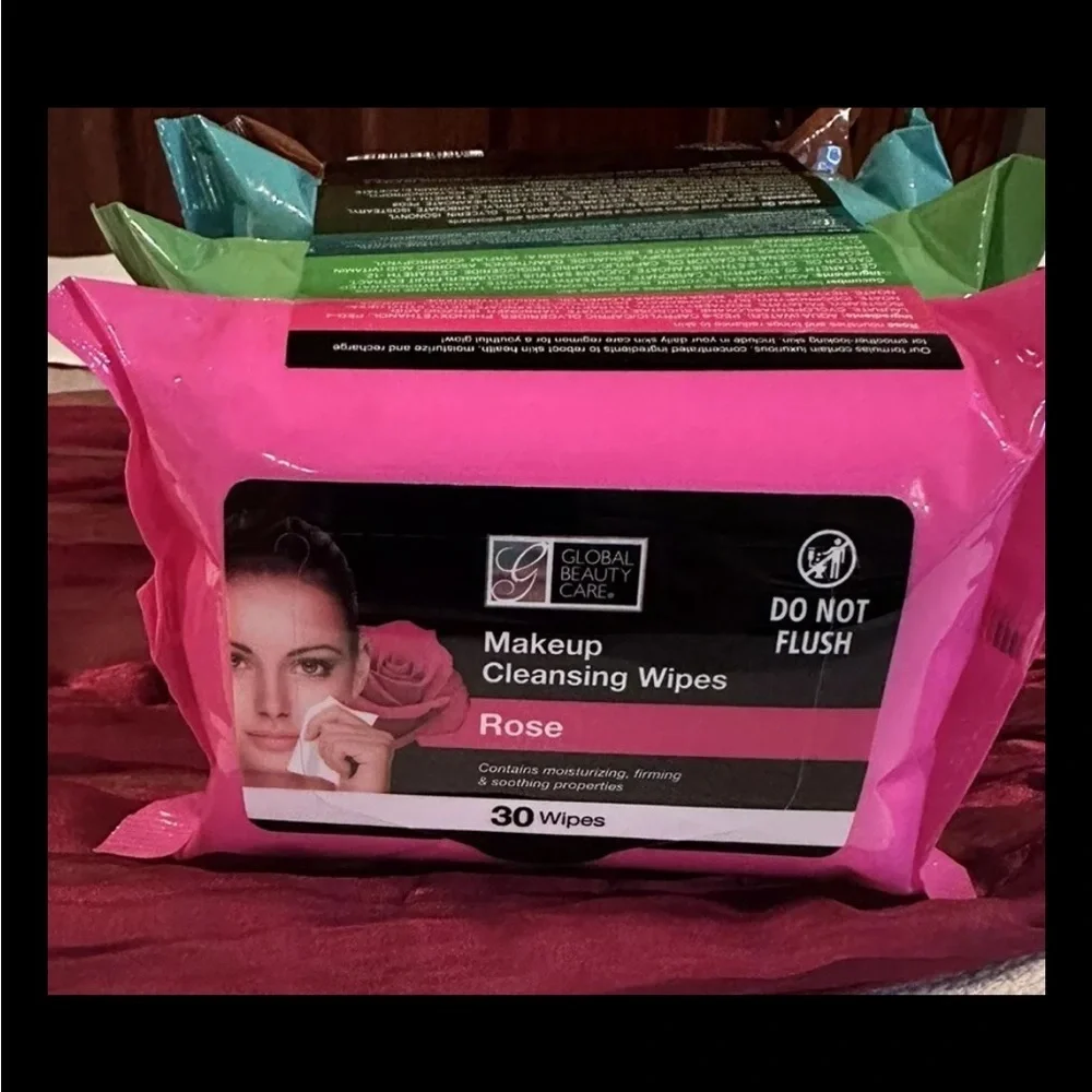 4 Pack Variety Makeup Remover Cleansing Wipes Rose, Aloe, Cucumber & Coconut New